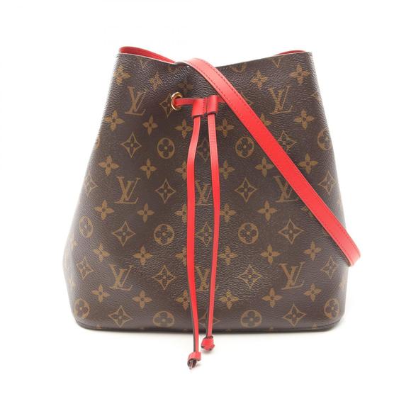 Louis Vuitton NeoNoe Shoulder Bag Leather Monogram Brown Red - Picture 1 of 7